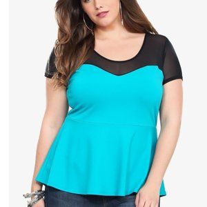 Torrid Black and Teal Mesh Top